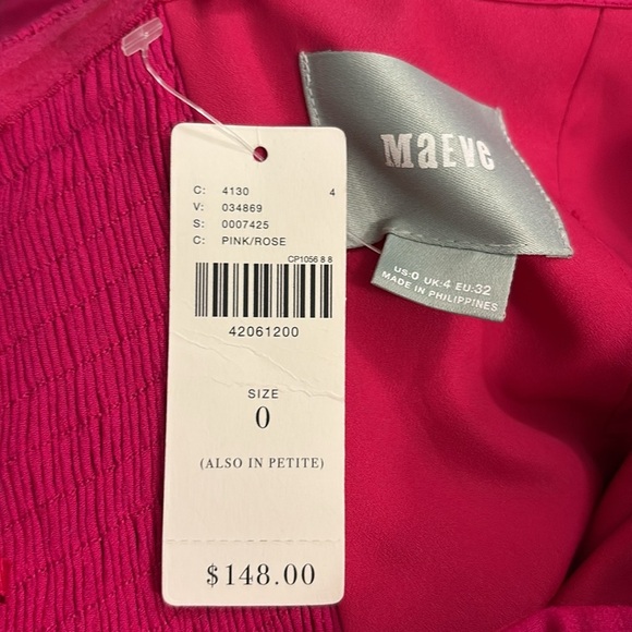 NWT Anthropologie Maeve Brin Pink Rose Strapless Wide Crop Leg Jumpsuit Sz 0 - Picture 7 of 14